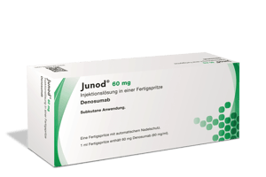 Eine Packung Junod Denosumab